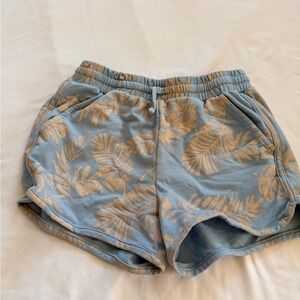 Blue Tropical Print Girls Lounge Shorts